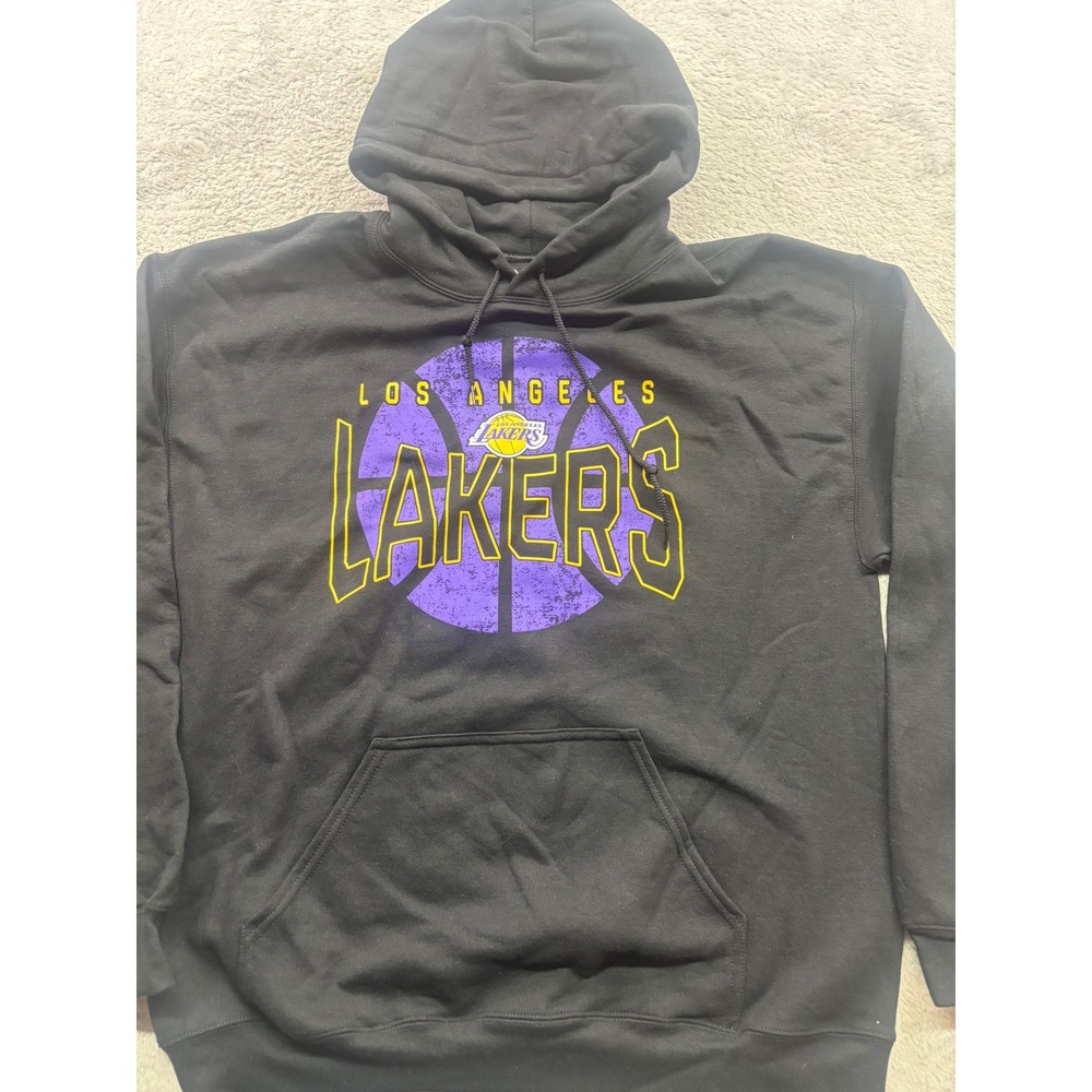 Los Angeles Lakers Mens Black Graphic Pullover Hoodie Sweatshirt Large